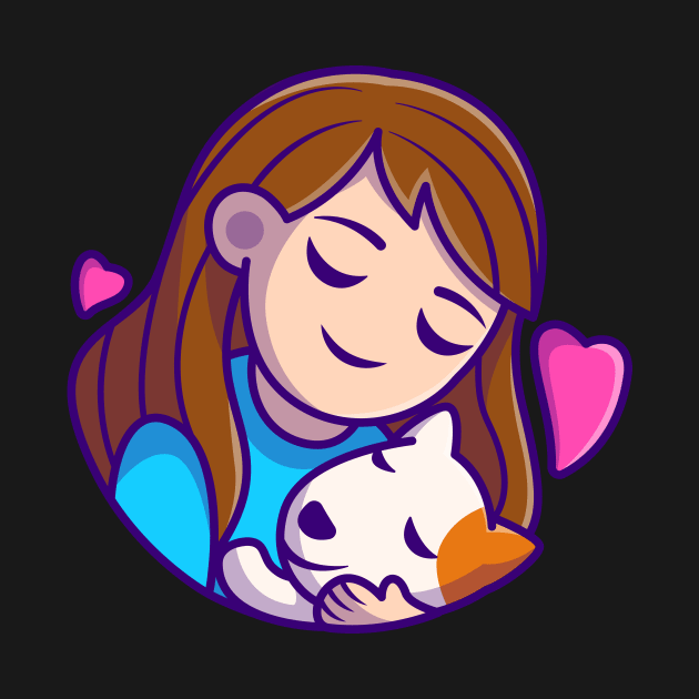 Cute Girl Hug Dog Cartoon by Catalyst Labs