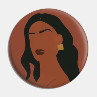 Abstract Boho Woman with Gold Earring Pin