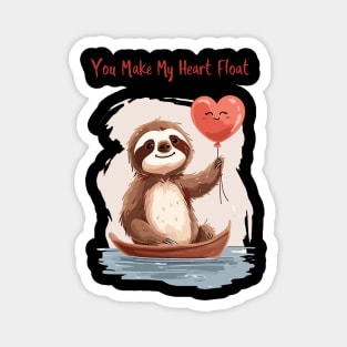 You Make My Heart Float, Cute Valentines Sloth | Sloth Love Takes Flight Magnet