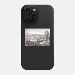 Oxford, city of dreaming spires, England, seen from the Abingdon Road, 19th century scene Phone Case