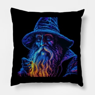 Wizard Magic T-Shirt | Mystical Fantasy Sorcerer Neon Glow Party Pillow