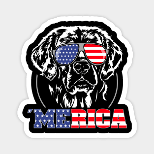 Proud Golden Retriever American Flag Merica dog Magnet