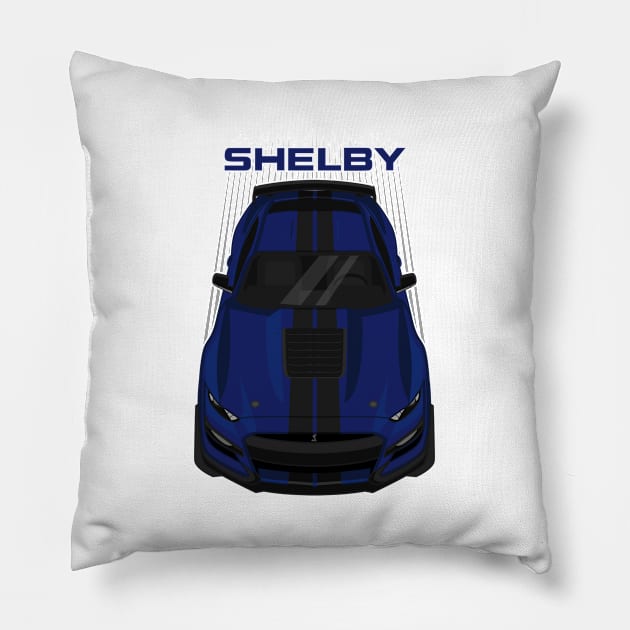 Ford Mustang Shelby GT500 2020-2021 - Kona Blue - Black Stripes Pillow by V8social