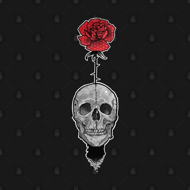 will you accept this rose? skull with red rose by weilertsen