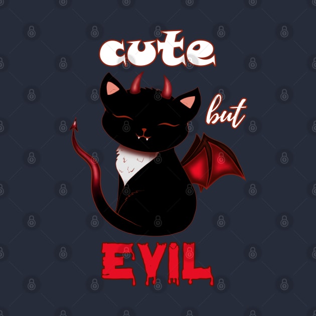 Halloween Devil Cat Cute but Evil by DeesDeesigns