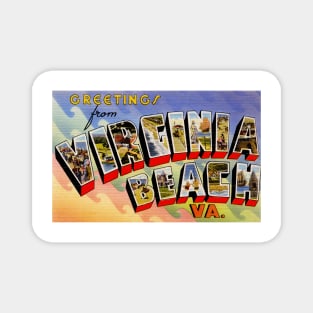 Greetings from Virginia Beach, VA - Vintage Large Letter Postcard Magnet