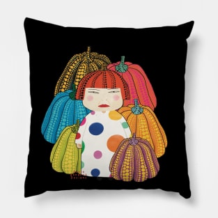 Yayoi Kusama inspired and her colorful pumpkins Pillow