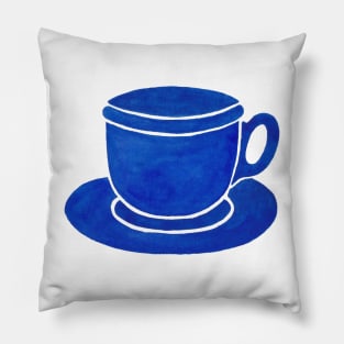 Blue Watercolour Tea Cup And Saucer Pillow