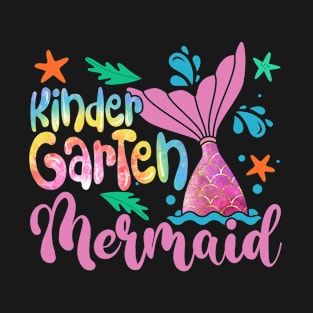 Kindergarten Mermaid Tie Dye Funny Back To School Teacher Girls T-Shirt