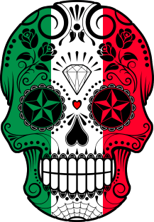 Italian Flag Sugar Skull with Roses Magnet