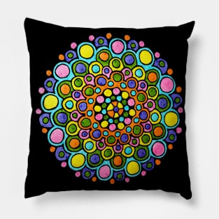 Mandala of Colorful Circles Pillow