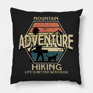 Hiking adventure Mountains distressed vintage classic outdoors design Pillow