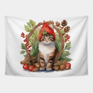 Christmas kitten Tapestry