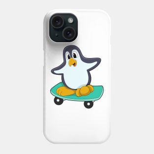 Penguin as Skater on Skateboard Phone Case