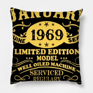 January 1969 Retro Shirt Vintage 50th Birthday Decorations Pillow