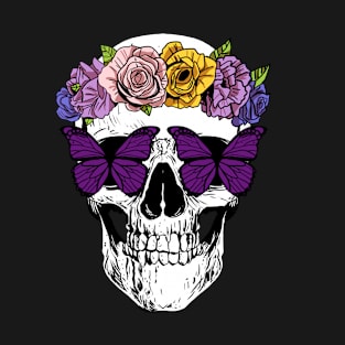Bohemian Skull with Purple Butterfly T-Shirt