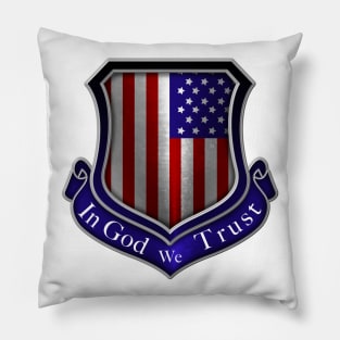 In God We Trust American Flag Shield Pillow