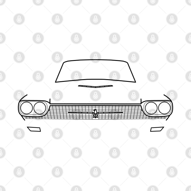 1966 Ford Thunderbird classic car outline graphic (black) by soitwouldseem