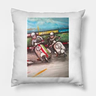 Retro Scooter, Classic Scooter, Scooterist, Scootering, Scooter Rider, Mod Art Pillow