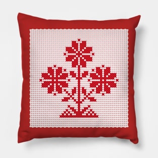 White and red Belarus ornament Pillow