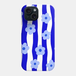 Cobalt Blue Groovy Flowers Pattern Phone Case