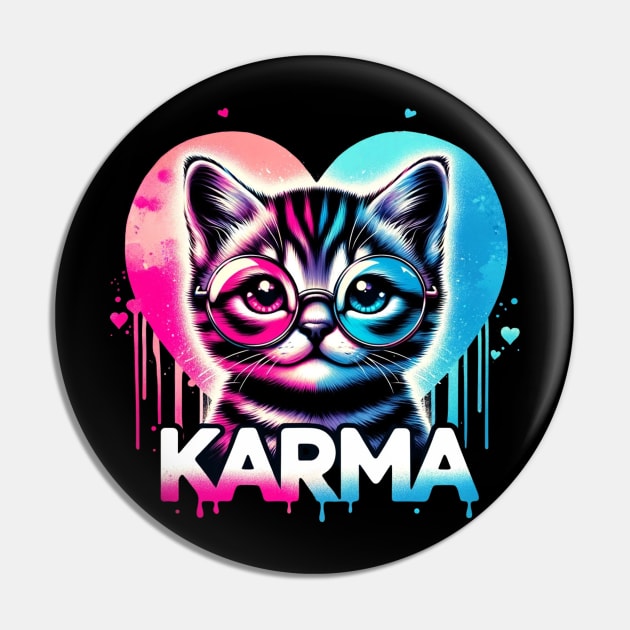 Cat Heart Shape Funny Gifts For Girls Kids Women Men Karma Pin by solo4design