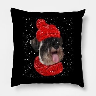 Standard Poodles Wearing Red Hat And Scarf Christmas Pillow