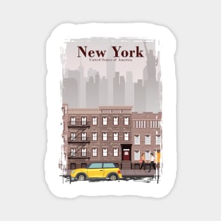 New York City Travel Poster in a Minimal Retro Style Magnet