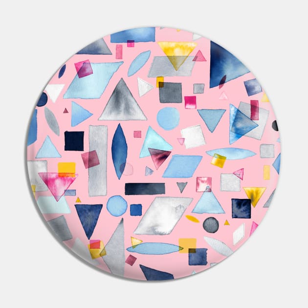 Pocket - Geometric Pieces Pink Pin by ninoladesign