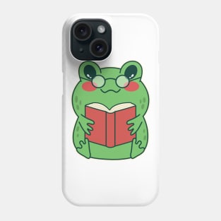 Kawaii Frog Reading a Book Cute Toad Lover Phone Case