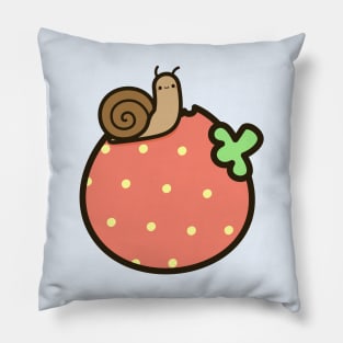 Cute snail on strawberry Pillow