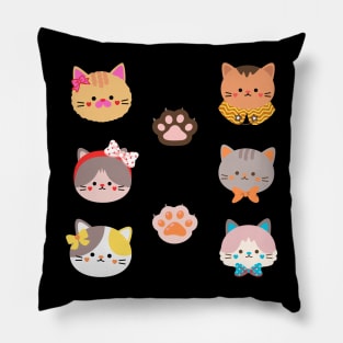 Cute Cat Miaw - Cat Head illustration Pillow