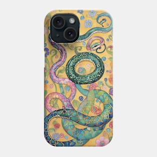 Gustav Klimt's Elegance in Motion: Inspired Snake Art Phone Case