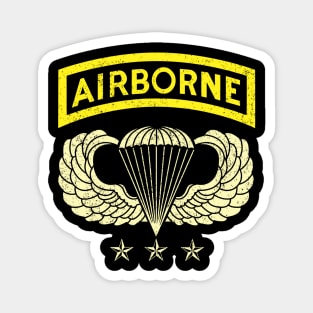 Airborne Paratrooper T-shirt White Jump Wings Airborne Tab Veteran Magnet