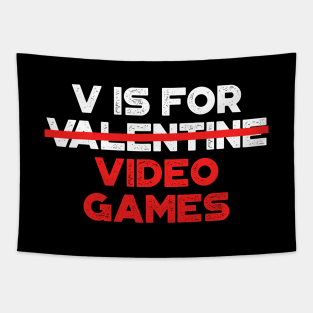 Funny Valentine V Is For Video Games Red Tapestry