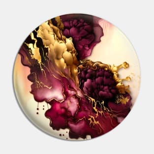 Abstract Alcohol Ink Burgundy Gold Background Pin