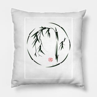 VISIONARY Original sumi-e enso ink brush wash painting Pillow