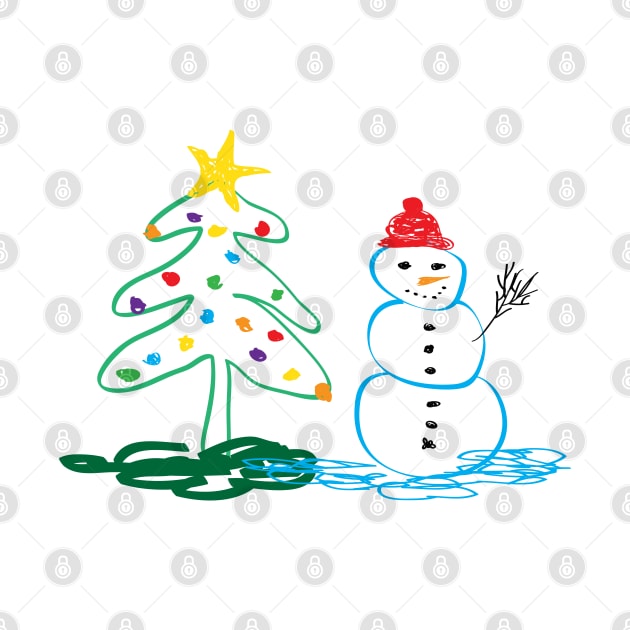 Ugly Christmas tree and snowman by grafart