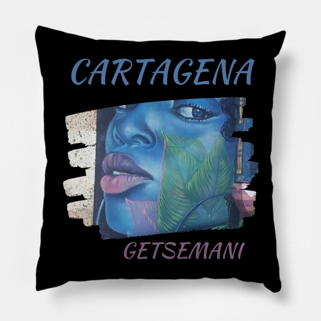 Cartagena Street Art Pillow by SparksTeez