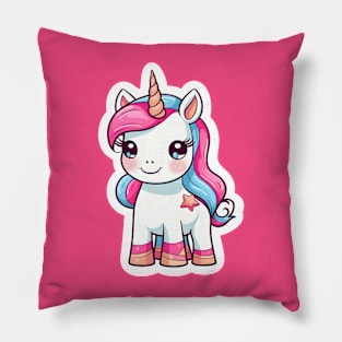 cute Kawaii Unicorn sticker Pillow