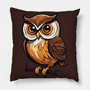 Nocturnal Enigma: Little Owl Illustration Pillow