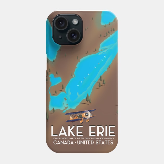 lake erie Vintage style map Phone Case by nickemporium1