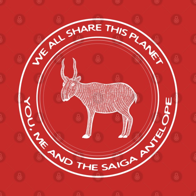 Saiga Antelope - We All Share This Planet - endangered species design by Green Paladin