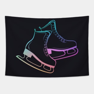 Ice Skates Figure Skating Rainbow Tapestry
