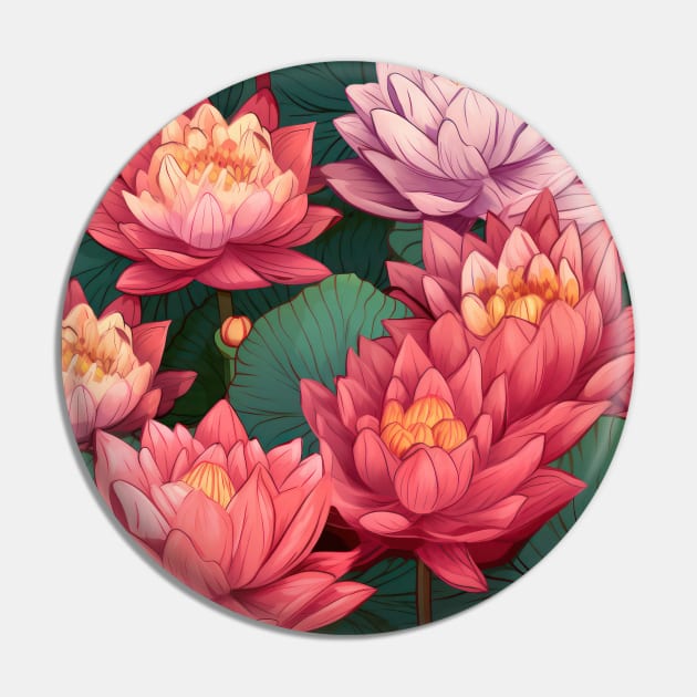 Serenity Blooms: Timeless Lotus Flower Pattern Pin by star trek fanart and more