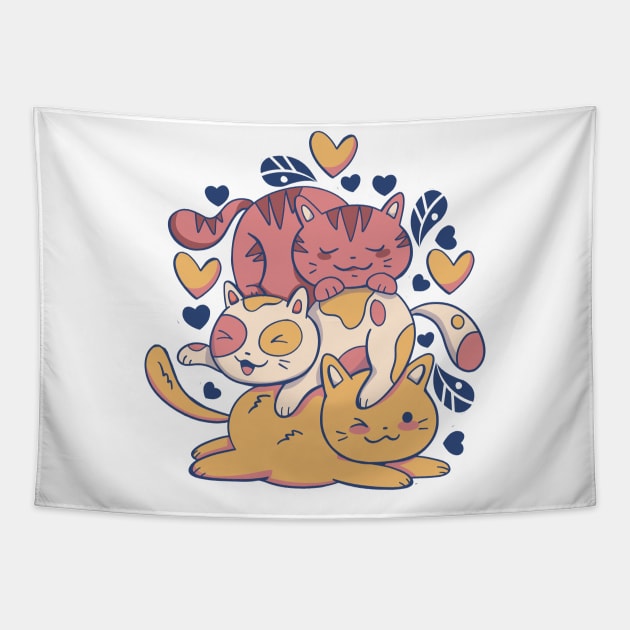 Valentine Cat Tapestry by ArtRoute02