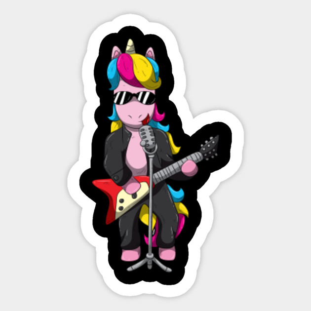 Unicorn E Guitar Girl Band Rock Horse Unicorn Sticker Teepublic