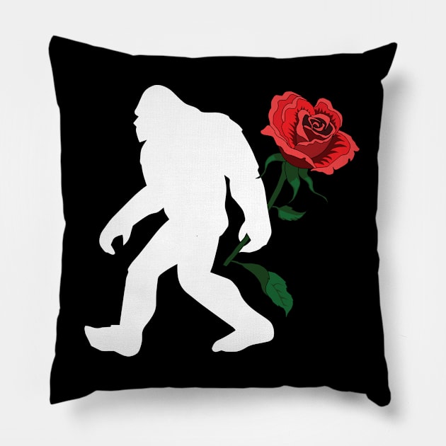 Bigfoot - Bigfoot Carrying A Red Rose Pillow by Kudostees