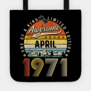 Awesome Since April 1971 Vintage 52nd Birthday Tote