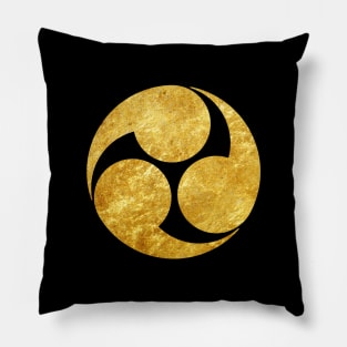 Kobayakawa Mon Japanese clan faux gold Pillow